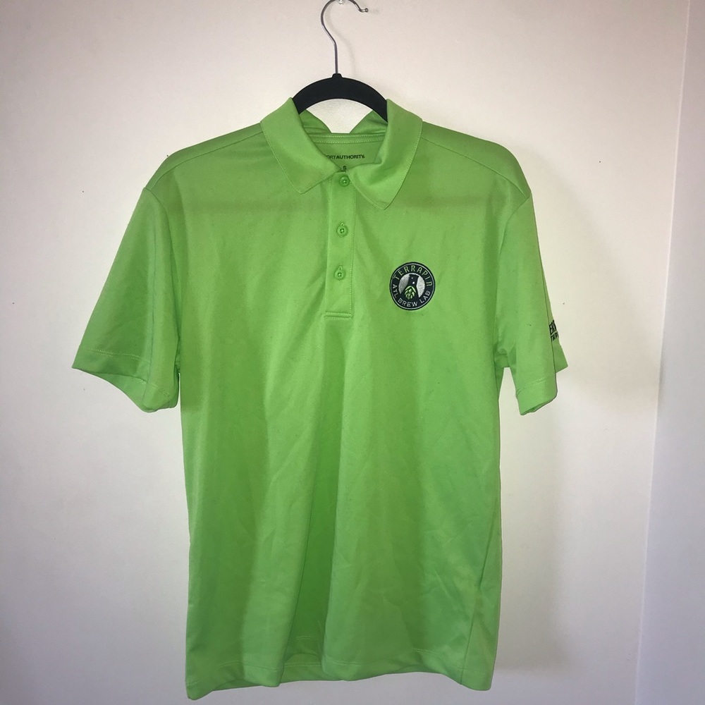 green polo style shirt
